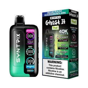 POD JUICE SYNTRIX Ghost It 40K Puff Disposable - Blue Razz Watermelon