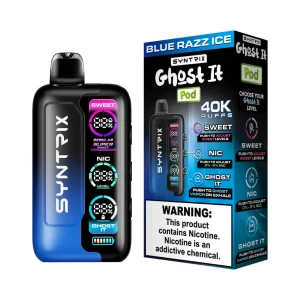 POD JUICE SYNTRIX Ghost It 40K Puff Disposable - Blue Razz Ice