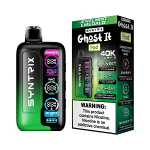 POD JUICE SYNTRIX Ghost It 40K Puff Disposable - Jewel Mint Emerald
