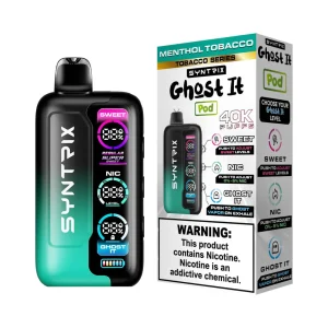 POD JUICE SYNTRIX Ghost It 40K Puff Disposable - Menthol Tobacco