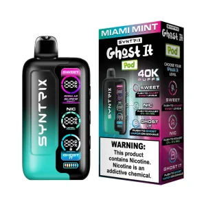 POD JUICE SYNTRIX Ghost It 40K Puff Disposable - Miami Mint