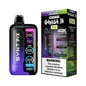 POD JUICE SYNTRIX Ghost It 40K Puff Disposable - Watermelon Apple Gush