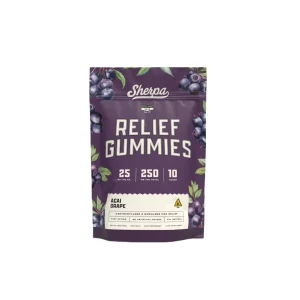 Sherpa THC Gummies 25 MG - Relief Blend - Acai Grape
