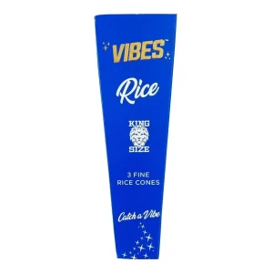 VIBES KING SIZE CONES 1PK-3CT - RICE BLUE