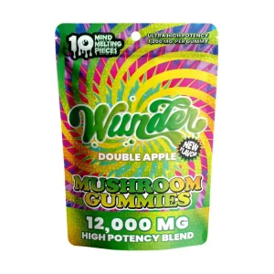 Wunder High Potency Mushroom Gummies 12000MG - Double Apple
