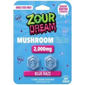 Zour Dream Mushroom Tablets 2000MG - 2CT - Blue Razz