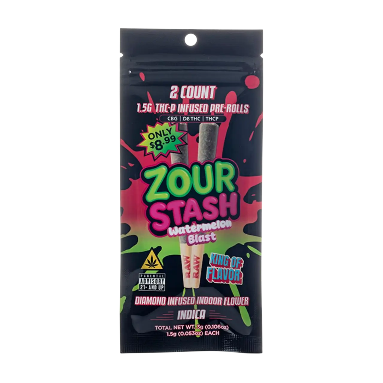 Zour Stash THCP Infused Prerolls 1.5G - 2CT